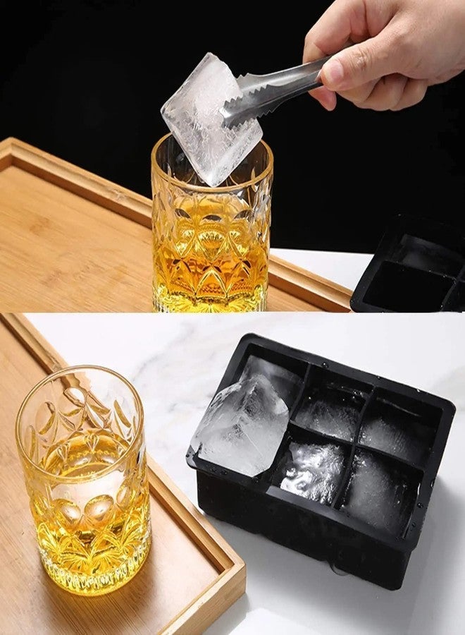 HOUSE HATCH Large Silicone Ice Cube Tray, Reusable & BPA-Free, 6-Cube Mold for DIY Drinks & Cocktails (4.5 x 6.5 Inch Tray, 2 x 2 Inch Cubes, Black) - Image 5